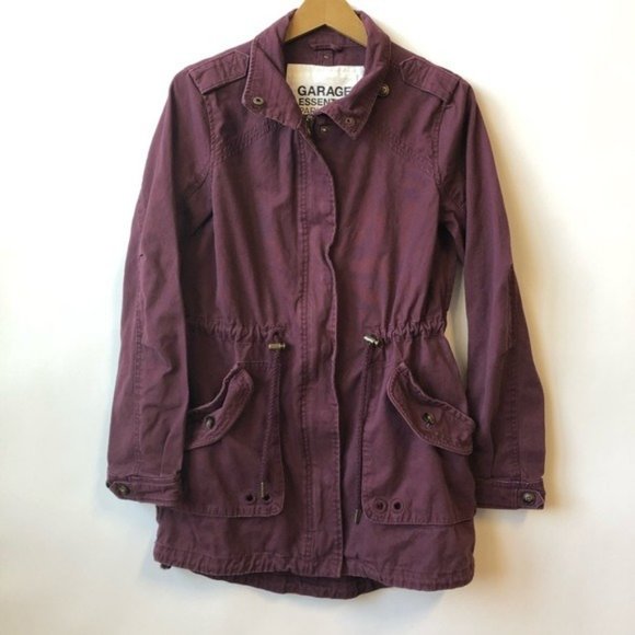 Garage Essential Utility Parka Jacket Burgundy Long Sleeve Women's Size XS - Picture 1 of 7
